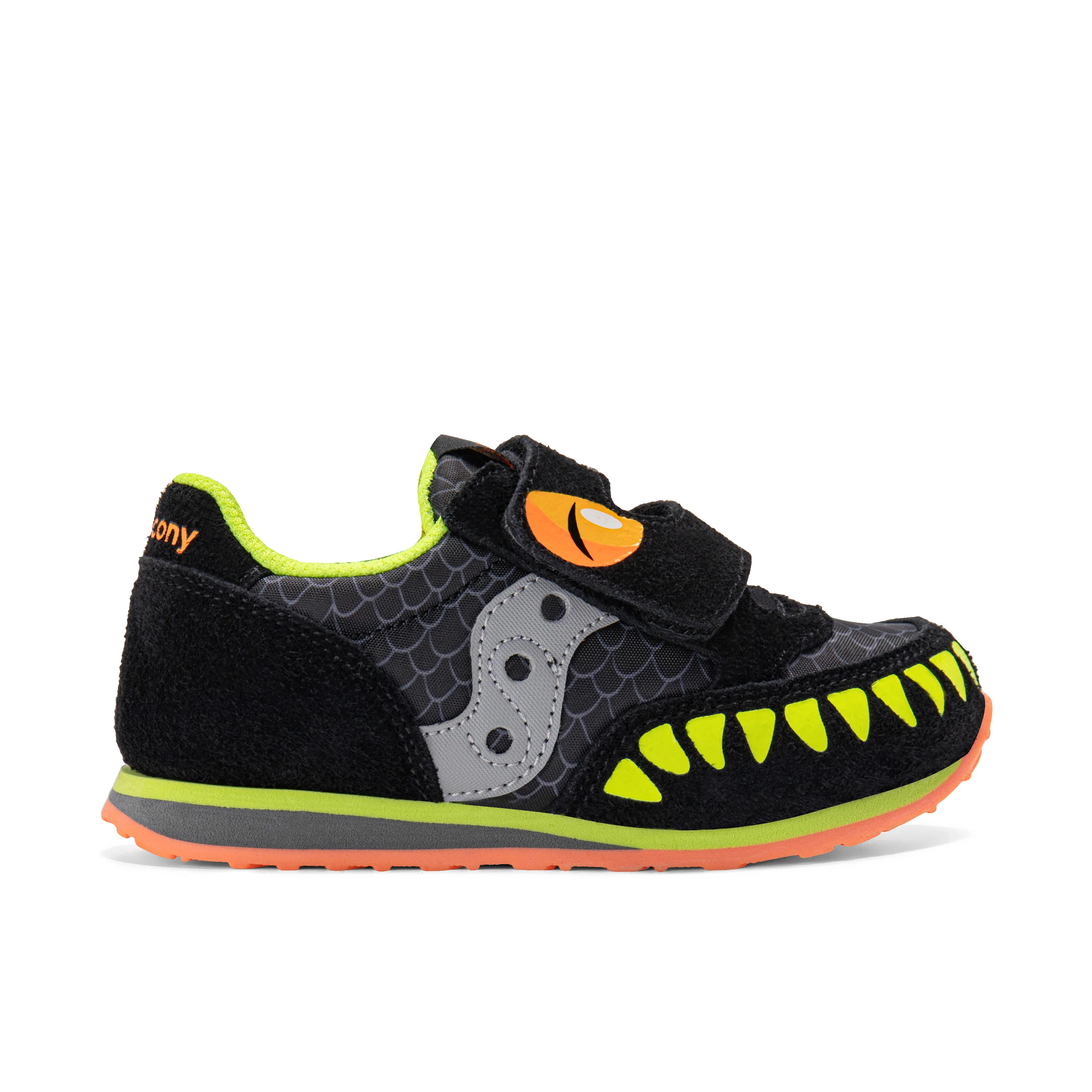 Jazz Hook & Loop Sneaker - Big Kid Black/Lime