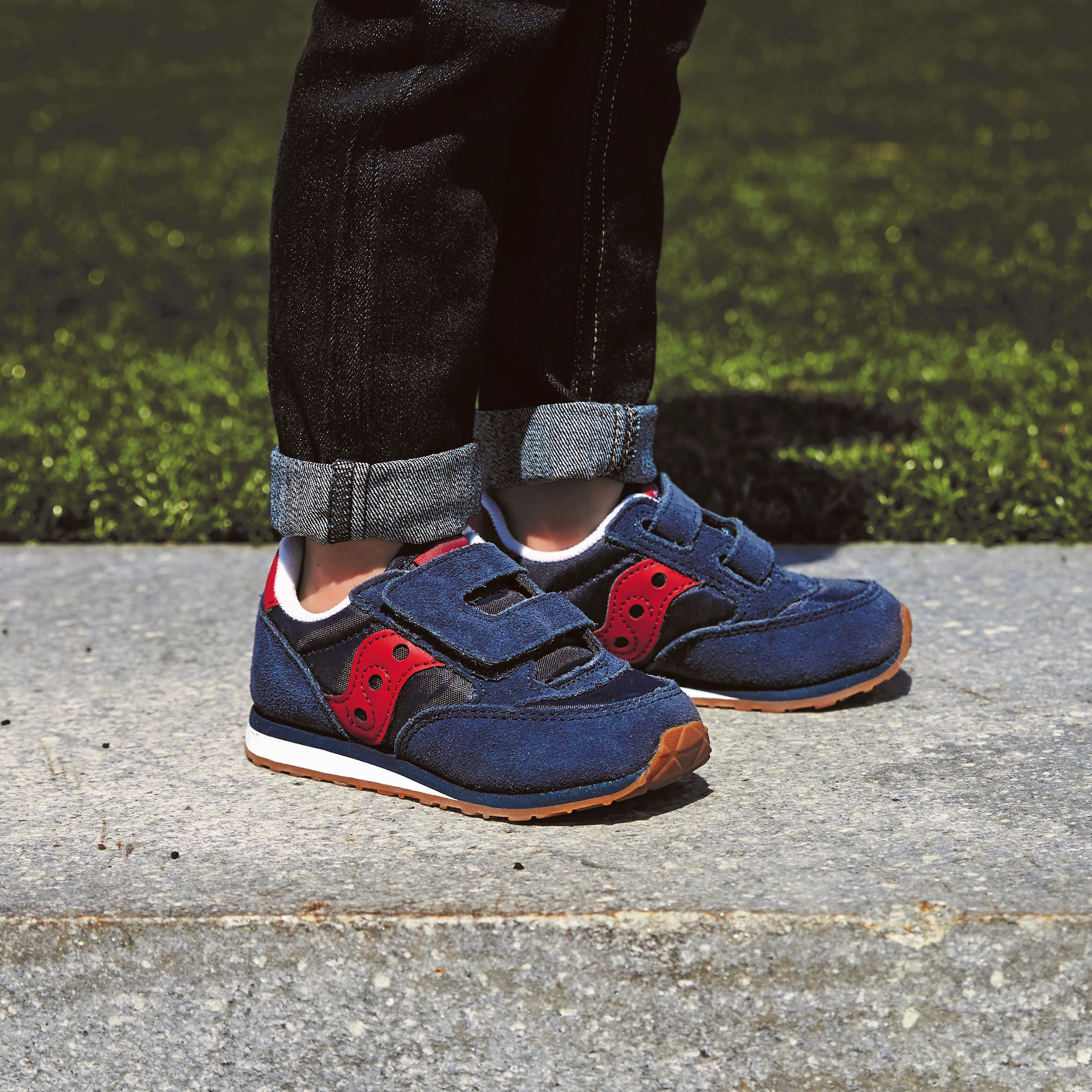 Jazz Hook & Loop Sneaker - Little Kid Navy/Red - Image 8