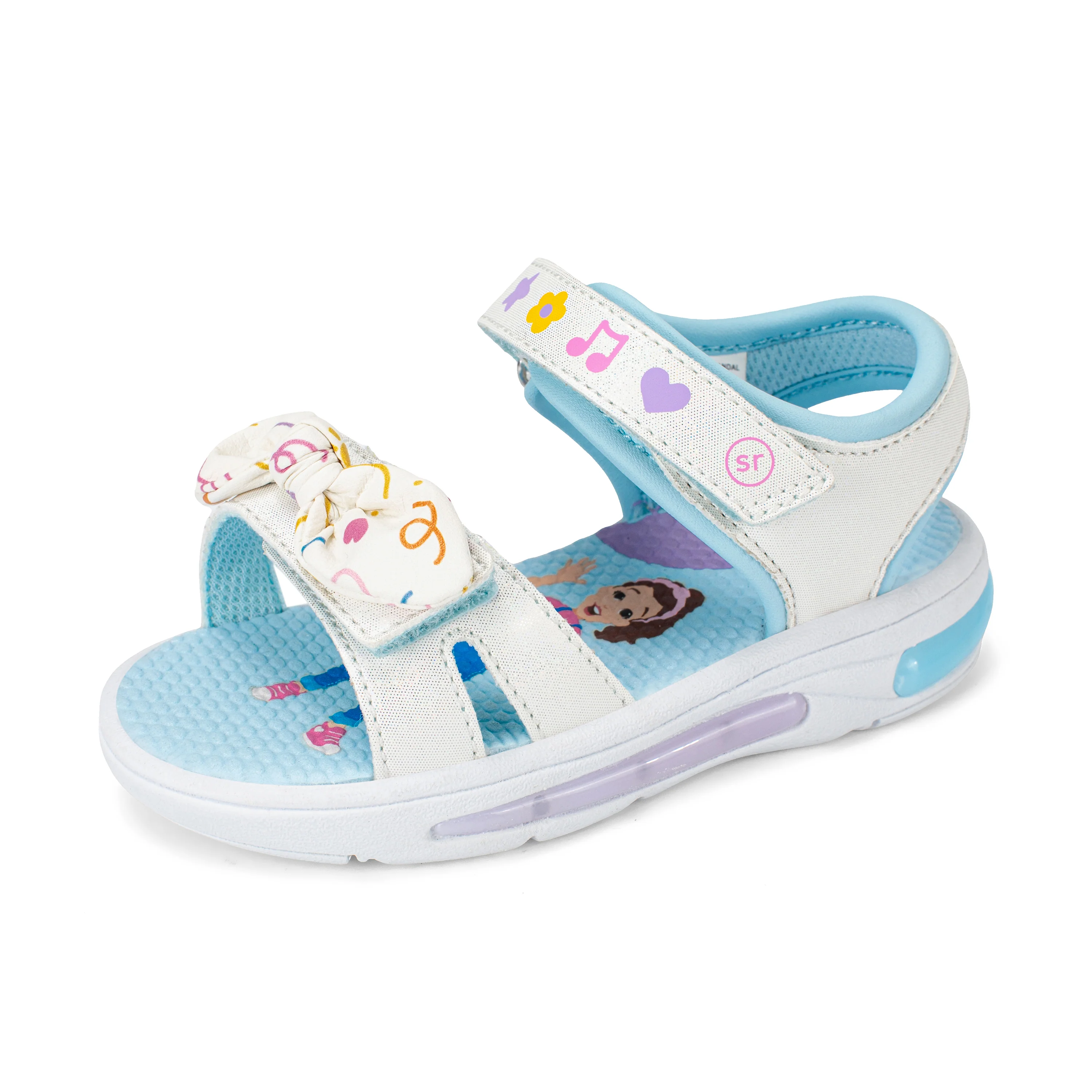 Light Up Bow Sandal - Little Kid White - Image 7