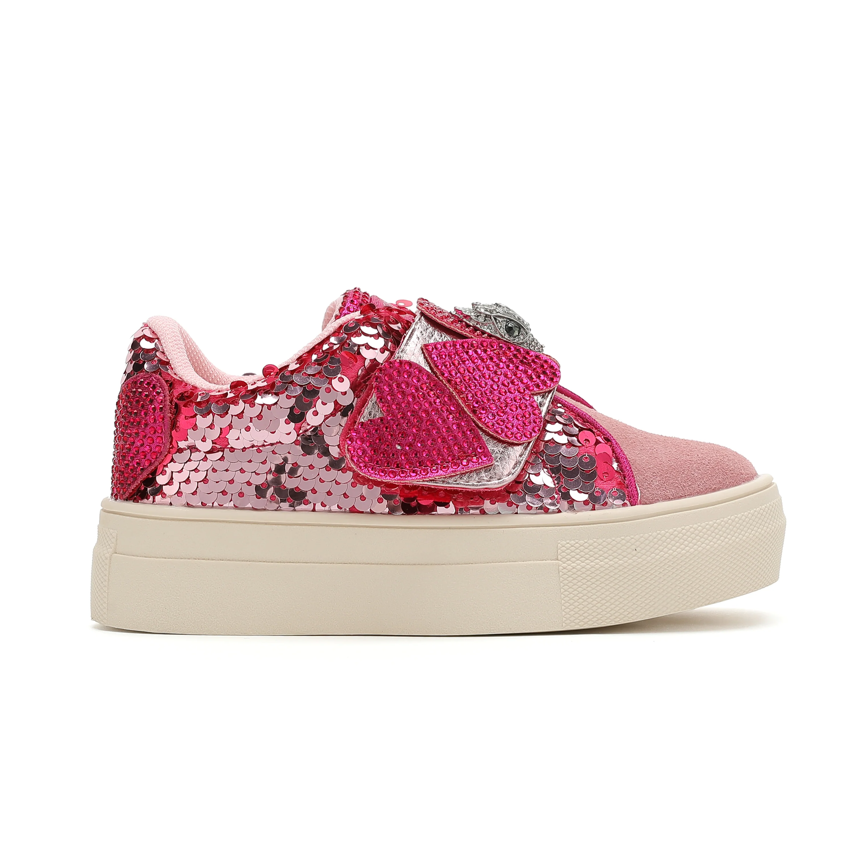 Mini Laney Heart Strap Sneaker  - Little Kid Pink