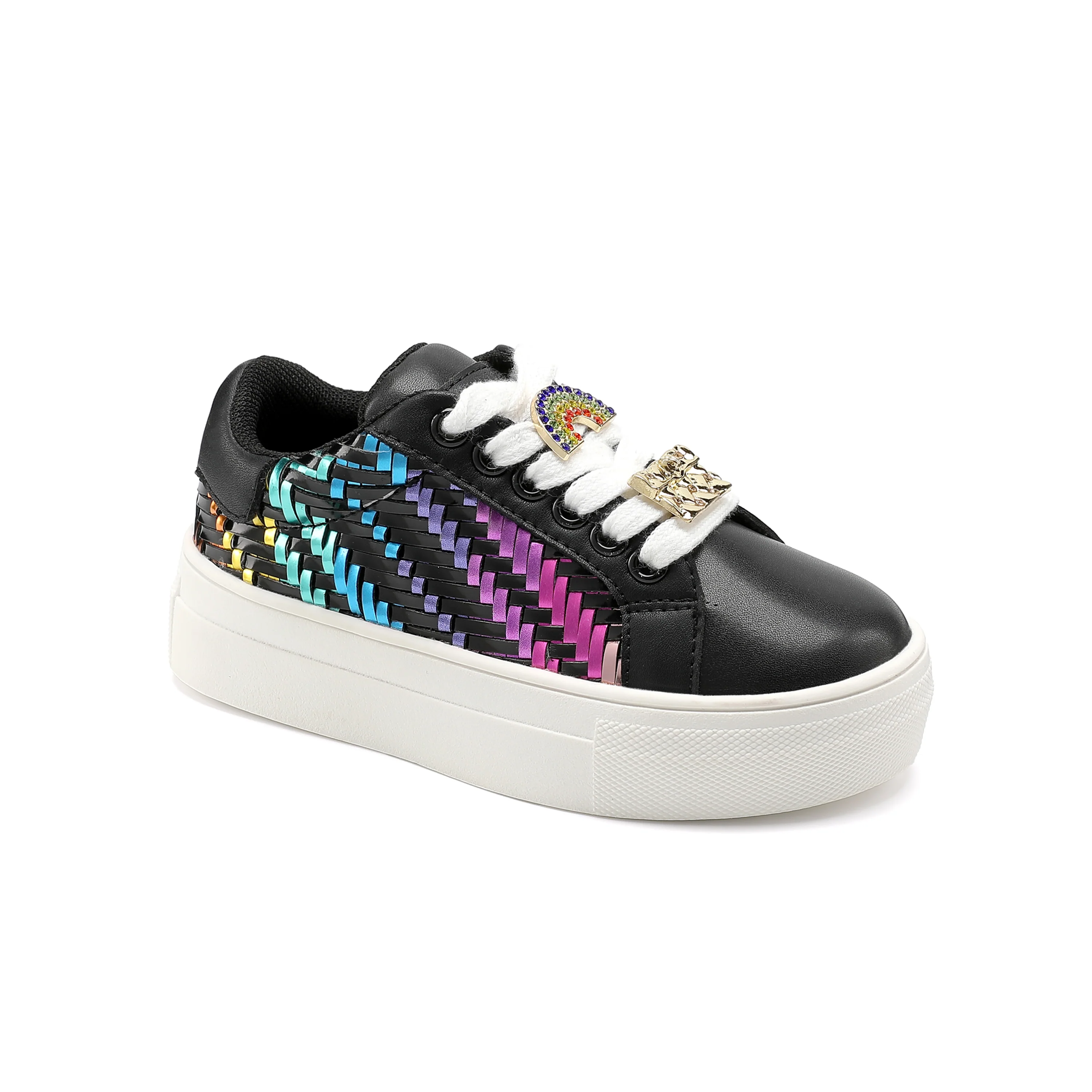 Mini Laney Weave Sneaker  - Little Kid Black Multi - Image 2